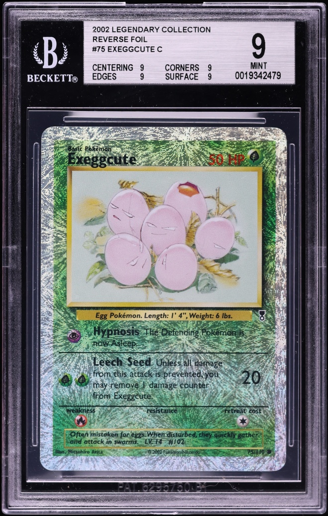 2002 Pokemon Legendary Collection Reverse Holo Exeggcute #75 BGS 9 MINT