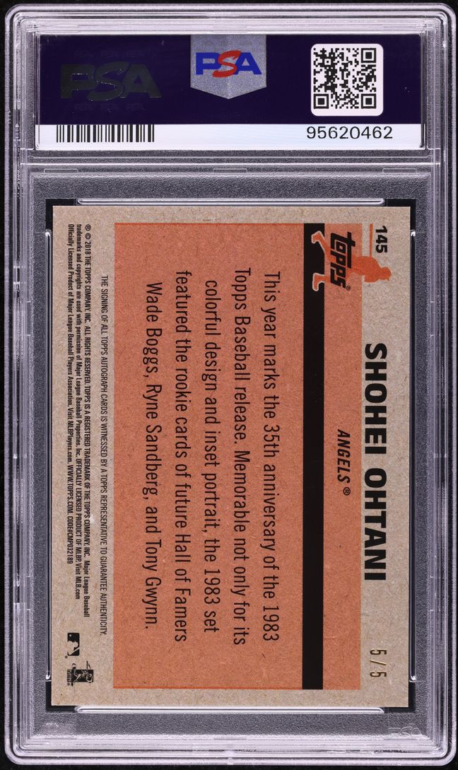 2018 Topps Chrome Silver Pack '83 Red Shohei Ohtani RC AUTO DNA 10 5/5 PSA 10