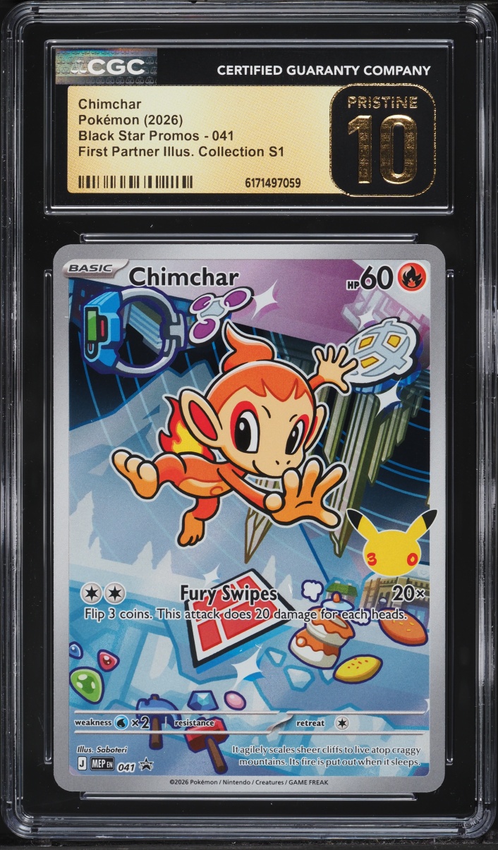 2026 Pokemon Mega Promo First Partner Illustration Full Art Chimchar #41 CGC 10 Pristine