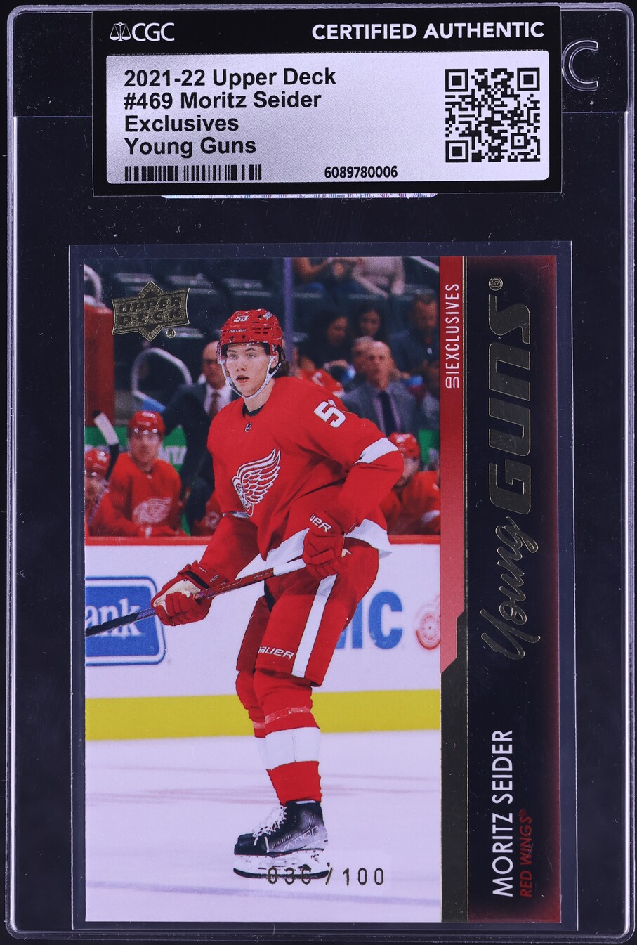 2021 Upper Deck Exclusives Young Guns Moritz Seider ROOKIE /100 #469 CGC AUTH