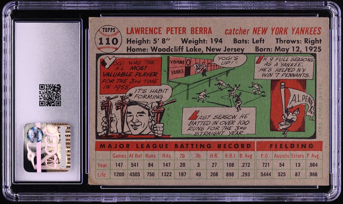 1956 Topps Yogi Berra #110 CGC 3.5 VG+