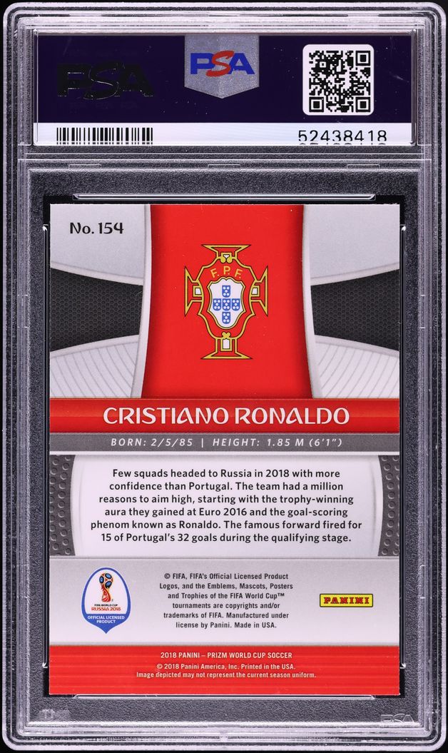 2018 Panini Prizm World Cup Cristiano Ronaldo #154 PSA 9 MINT