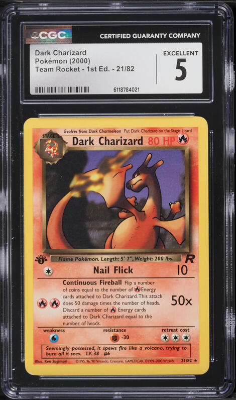 2000 Pokemon Team Rocket 1st Edition Dark Charizard #21 PSA 10 GEM