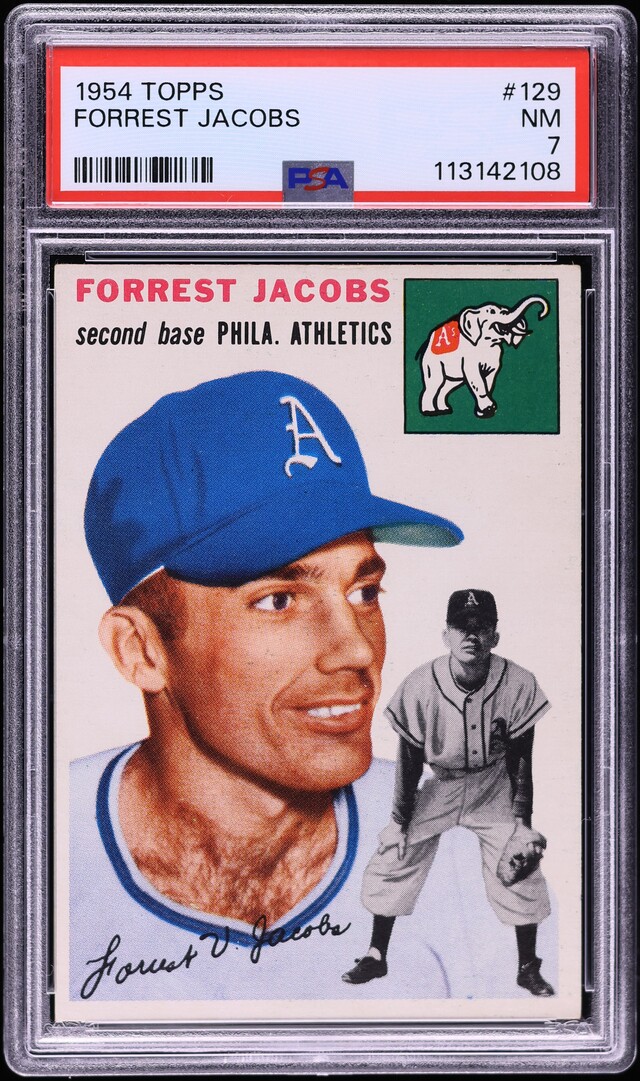 1954 Topps Forrest Jacobs #129 PSA 7 NRMT