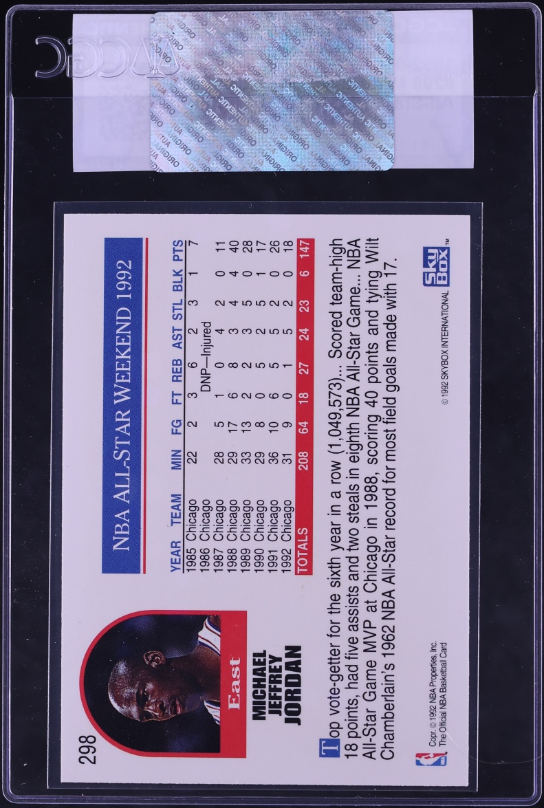 1992 Hoops All Star Michael Jordan #298 CGC AUTH