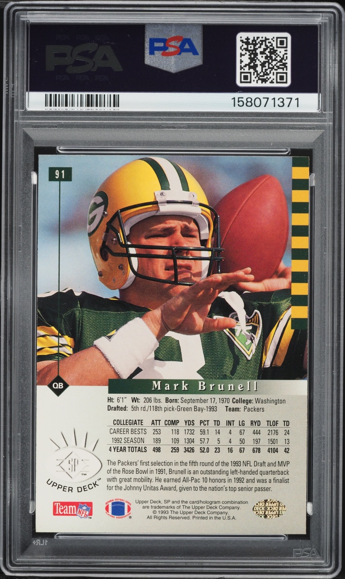 1993 SP Football Mark Brunell ROOKIE #91 PSA 8 NM-MT