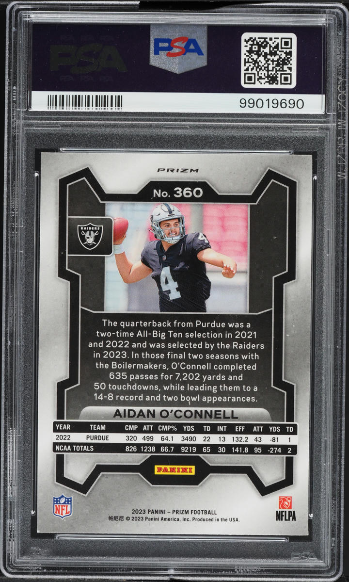 2023 Panini Prizm Silver Aidan O'Connell ROOKIE #360 PSA 10 GEM MINT