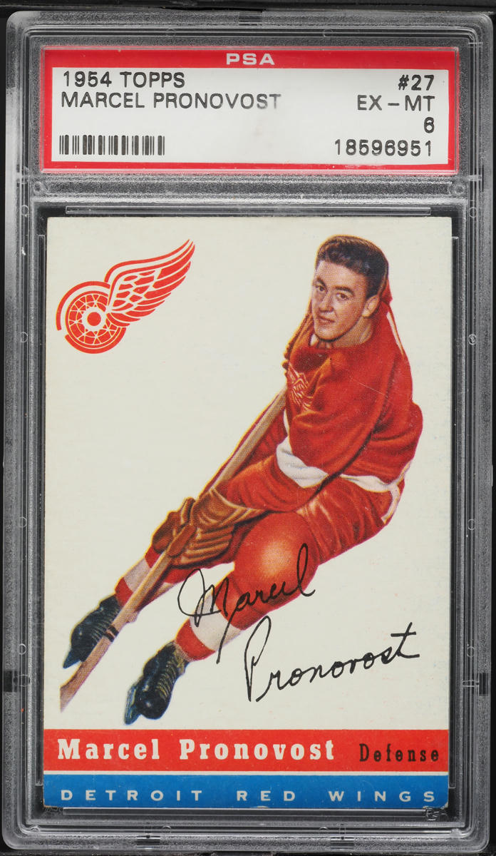 1954 Topps Hockey Marcel Pronovost #27 PSA 6 EXMT