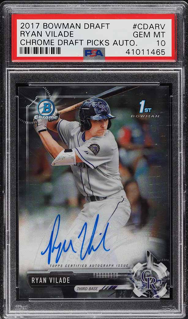 2017 Bowman Chrome Draft Picks Ryan Vilade PROSPECT AUTO #CDA-RV PSA 10 GEM MINT