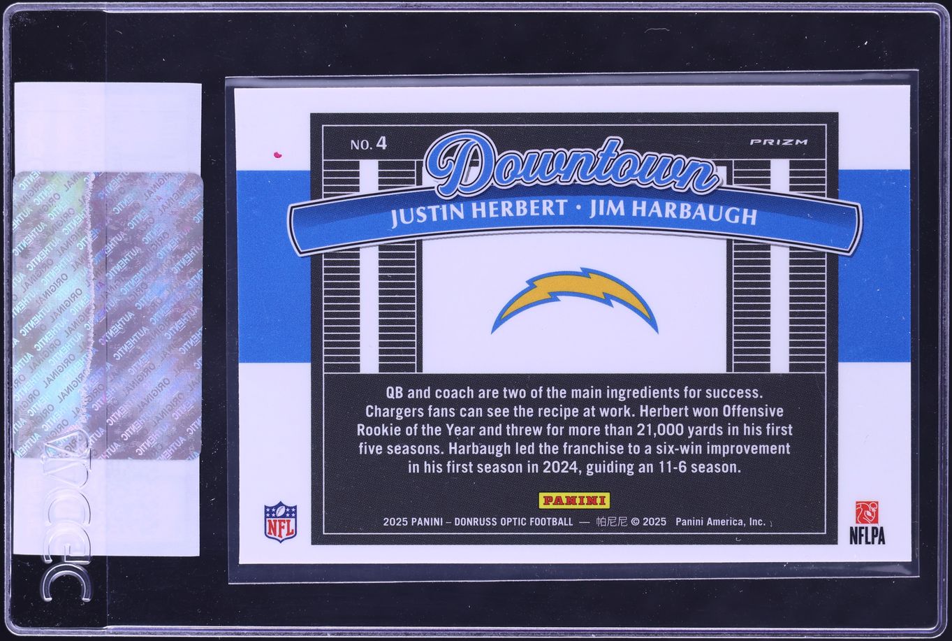 2025 Donruss Optic Downtown Duos Justin Herbert & Jim Harbaugh #4 CGC AUTH