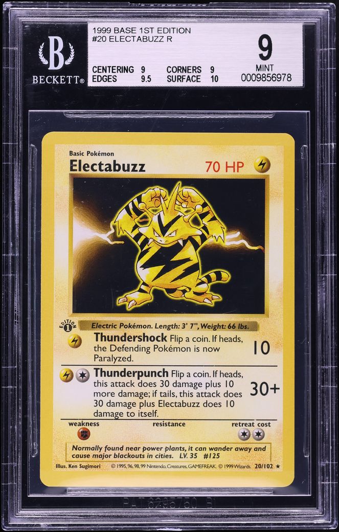 1999 Pokemon Base 1st Edition Electabuzz #20 BGS 9 MINT