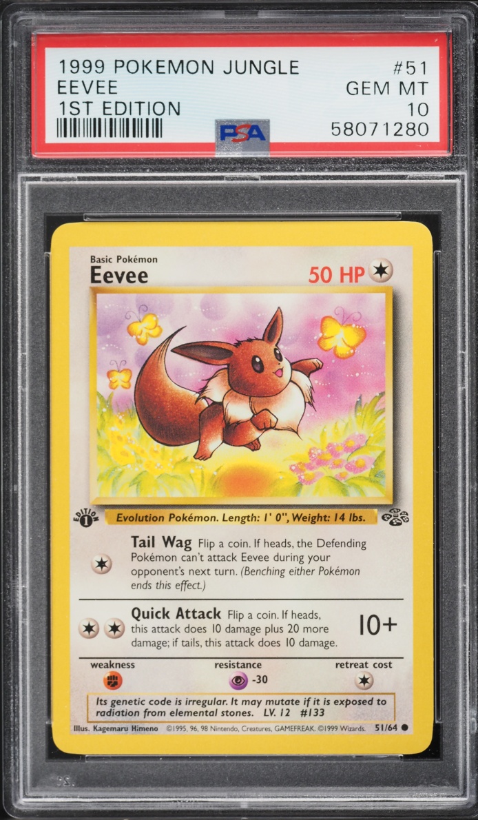 1999 Pokemon Jungle 1st Edition Eevee #51 PSA 10 GEM MINT