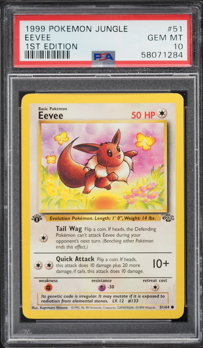 1999 Pokemon Jungle 1st Edition Eevee #51 PSA 10 GEM MINT
