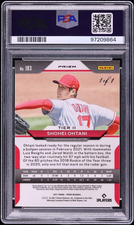 2021 Panini Prizm Gold Vinyl Shohei Ohtani 1/1 #183 PSA AUTH - Photo 2