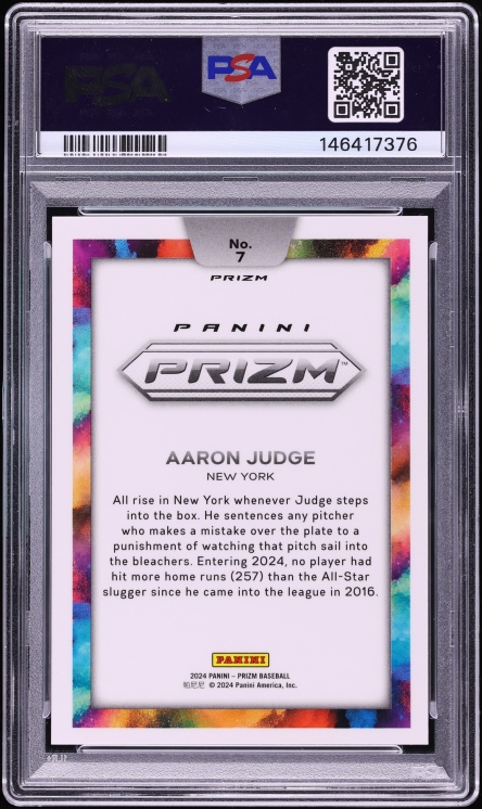 2024 Panini Prizm Color Blast Aaron Judge #7 PSA 10 GEM MINT - Photo 2