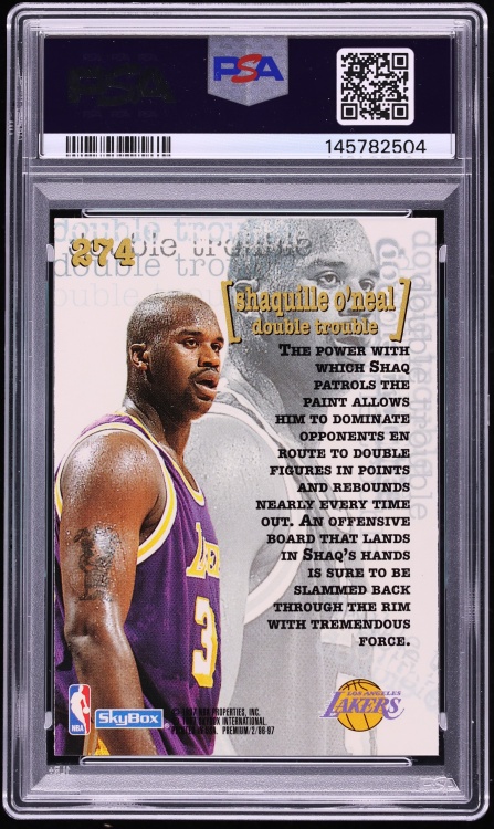 1996 Skybox Premium Rubies Shaquille O'Neal #274 PSA 10 GEM MINT - Photo 2
