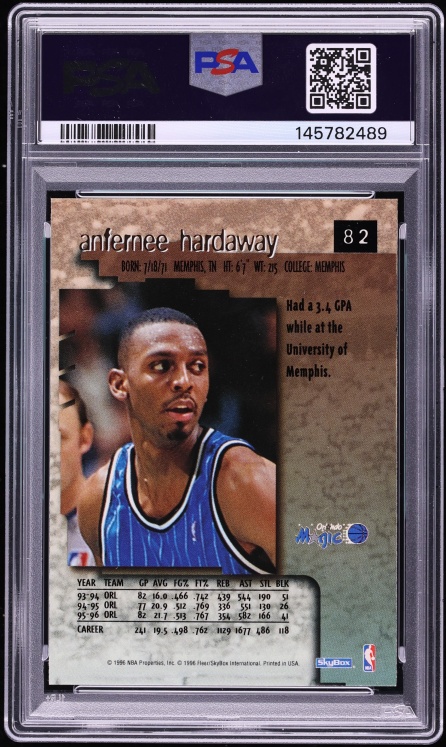 1996 Skybox Premium Rubies Anfernee Hardaway #82 PSA 9 MINT - Photo 2