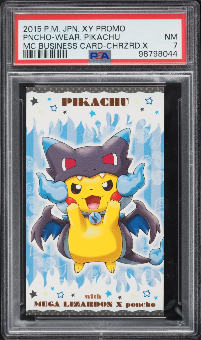 2015 Pokemon Japanese XY Promo MC Business Card Charizard Poncho Wear Pikachu PSA 7 NRMT