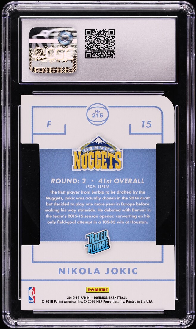 2015 Donruss Inspirations Die-Cut Nikola Jokic ROOKIE /85 #215 CGC 10 GEM MINT