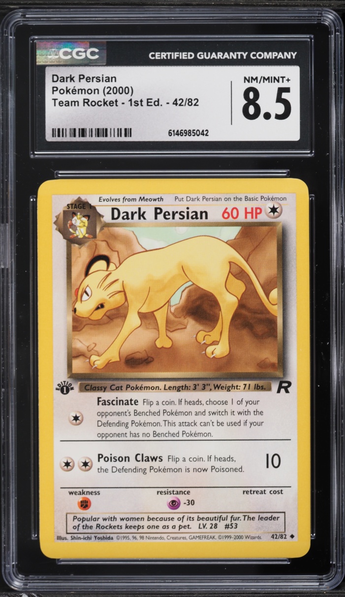 2000 Pokemon Team Rocket 1st Edition Dark Persian #42 CGC 8.5 NM-MT+