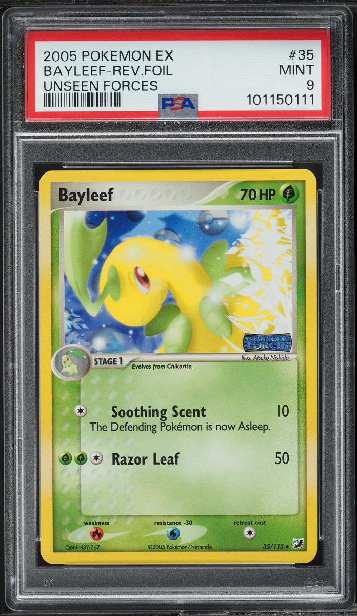 2005 Pokemon EX Unseen Forces Reverse Holo Bayleef #35 PSA 9 MINT