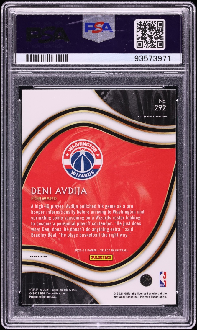 2020 Select Courtside Tiger Prizm Deni Avdija ROOKIE #292 PSA 10 GEM MINT - Photo 2