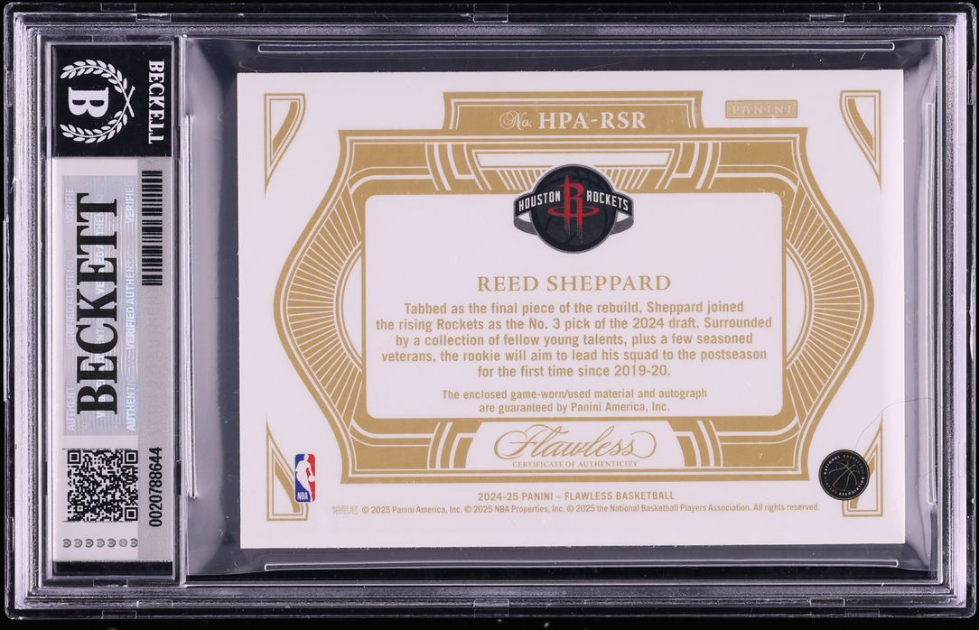 2024 Panini Flawless Horizontal Reed Sheppard ROOKIE PATCH AUTO /25 #RSR BGS 8 NM-MT - Photo 2