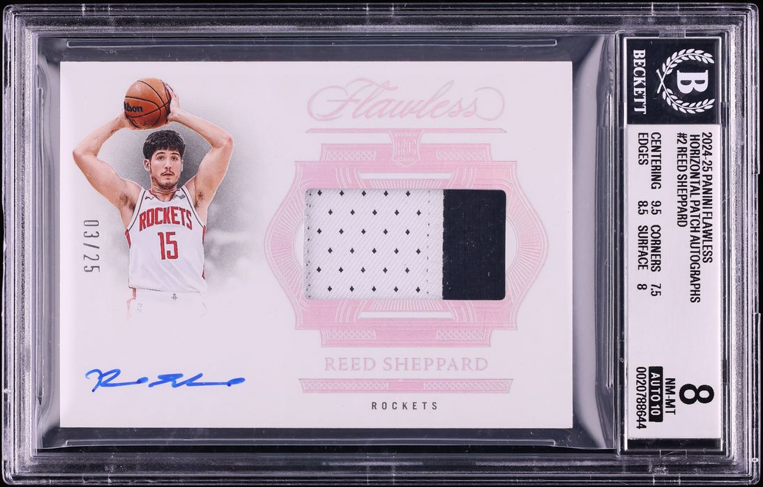 2024 Panini Flawless Horizontal Reed Sheppard ROOKIE PATCH AUTO /25 #RSR BGS 8 NM-MT
