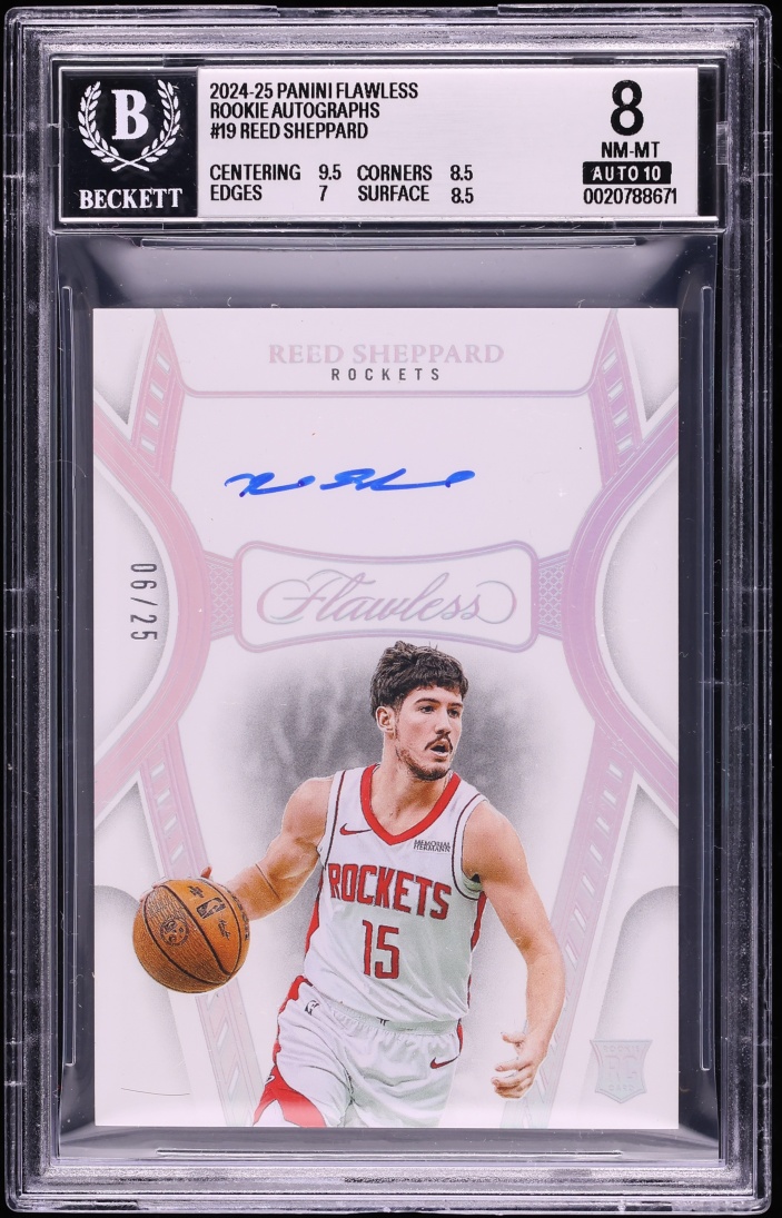 2024 Panini Flawless Reed Sheppard ROOKIE AUTO /25 #RSH BGS 8 NM-MT