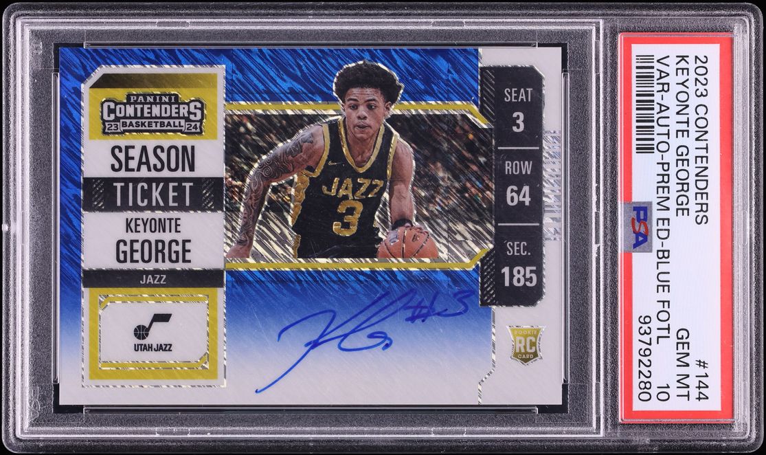 2023 Panini Contenders Premium Blue FOTL Keyonte George ROOKIE AUTO /21 #144 PSA 10 GEM MINT