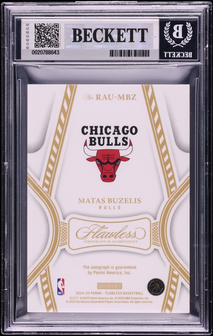 2024 Panini Flawless Matas Buzelis ROOKIE AUTO /25 #MBZ BGS 8 NM-MT - Photo 2