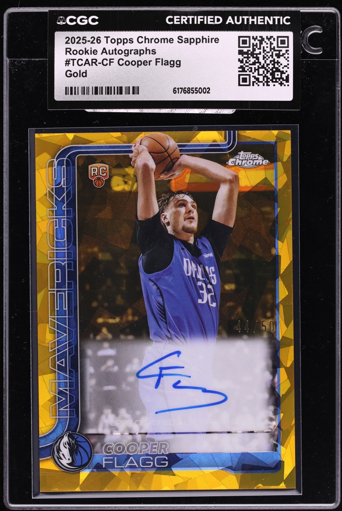 2025 Topps Chrome Sapphire Gold Cooper Flagg ROOKIE AUTO /50 #TCAR-CF CGC AUTH