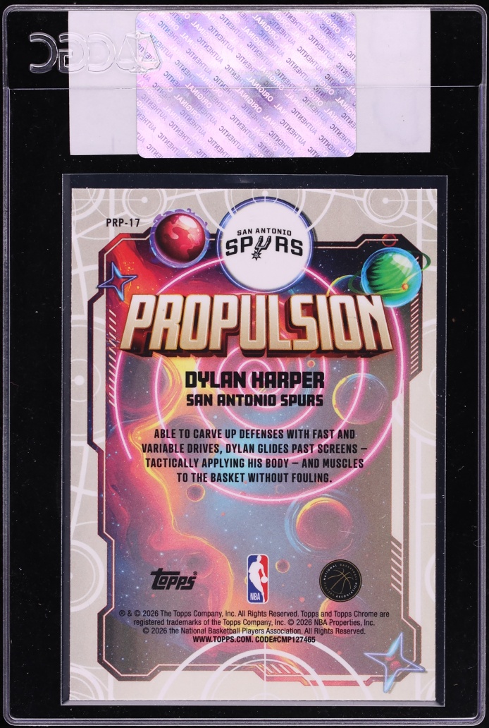 2025 Topps Chrome Cosmic Propulsion Green Space Dust Refractor Dylan Harper ROOKIE /75 CGC AUTH
