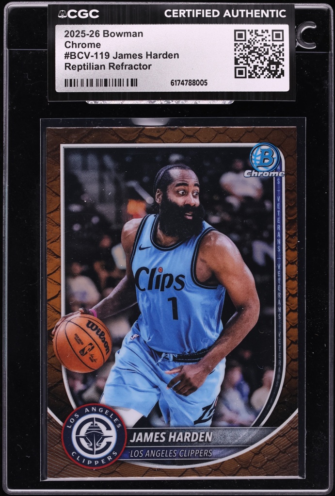 2025 Bowman Chrome Reptilian Refractor James Harden #BCV-119 CGC AUTH