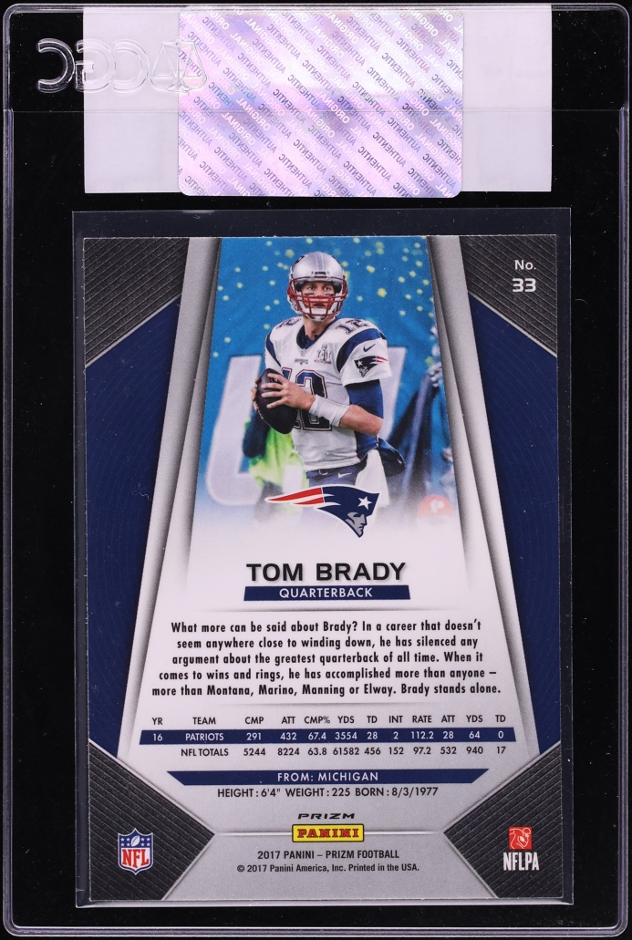 2017 Panini Prizm Silver Tom Brady #33 CGC AUTH