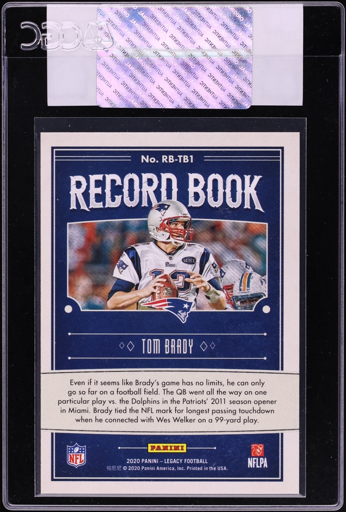 2020 Panini Legacy Record Book Blue Tom Brady /50 #RB-TB1 CGC AUTH