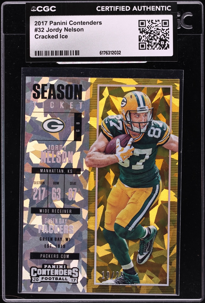2017 Panini Contenders Cracked Ice Jordy Nelson /25 #32 CGC AUTH