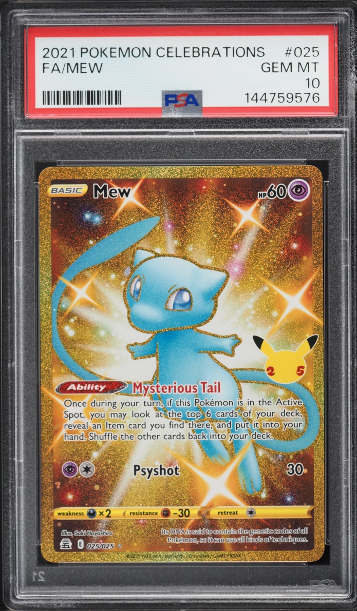 2021 Pokemon Sword & Shield Celebrations Gold Rare Shiny Mew #25 PSA 10 GEM MINT