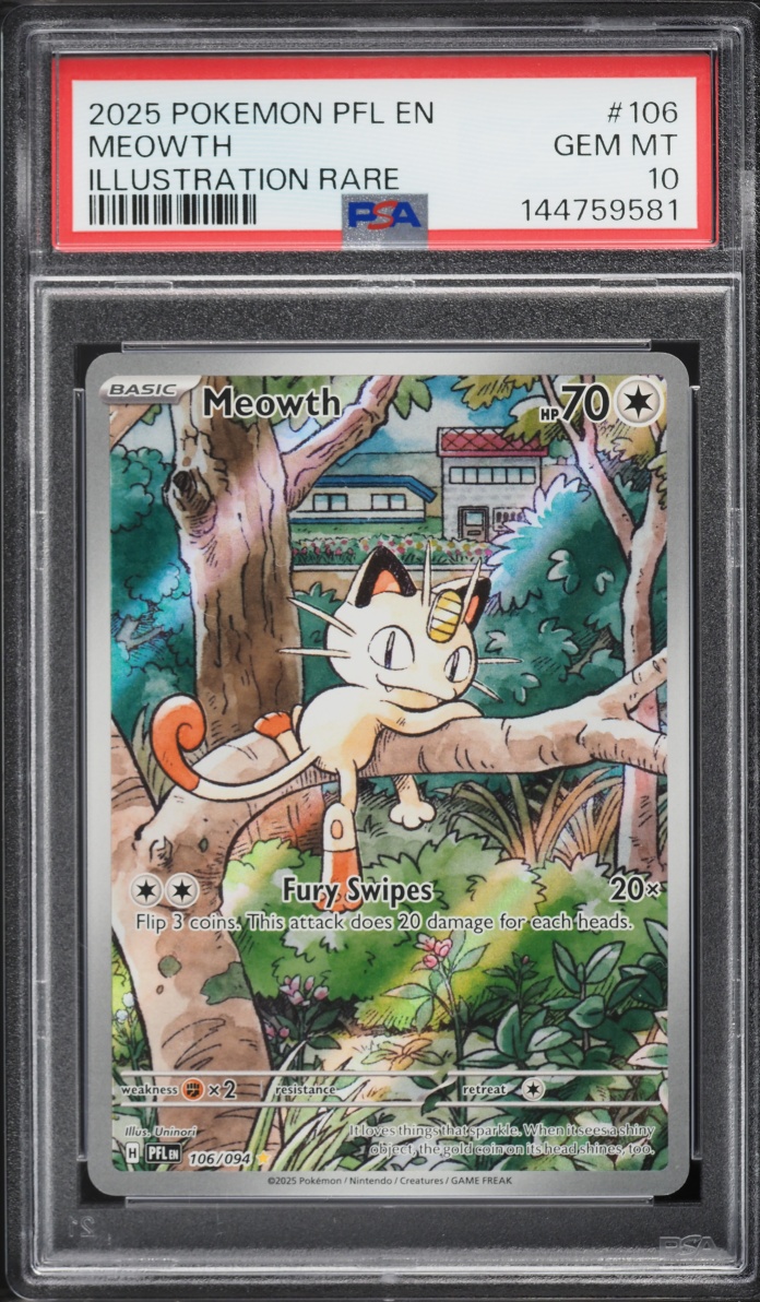 2025 Pokemon Mega Evolution Phantasmal Flames IR Meowth #106 PSA 10 GEM MINT