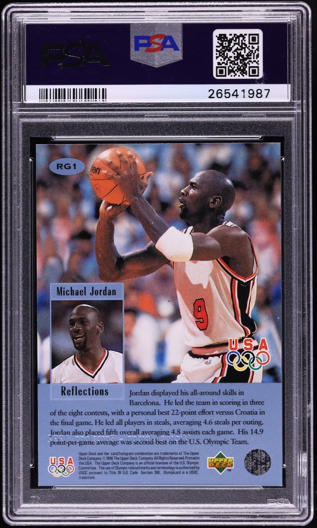 1996 Upper Deck USA Olympic Reflections Of Gold Michael Jordan #RG1 PSA 10 GEM