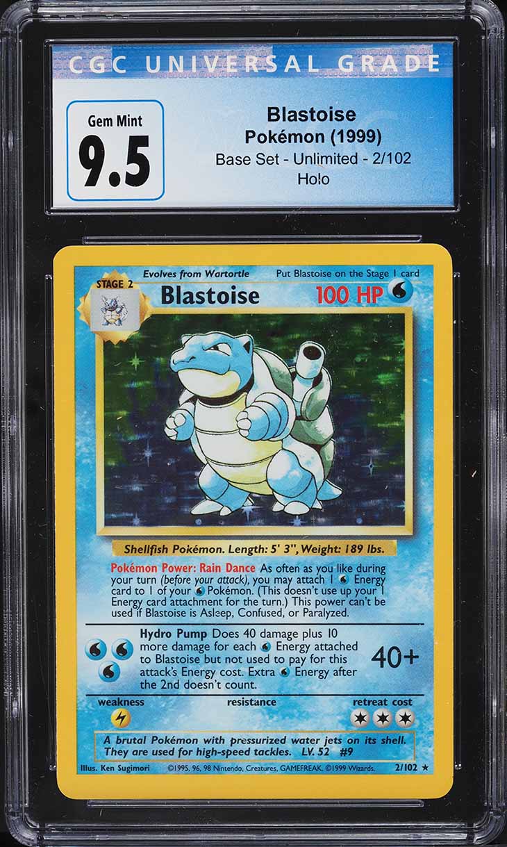 1999 Pokemon Base Set Holo Blastoise #2 CGC 9.5 GEM MINT+