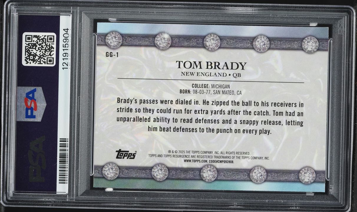 2024 Topps Resurgence Glimmer And Gleam Tom Brady #GG1 PSA 10 GEM MINT