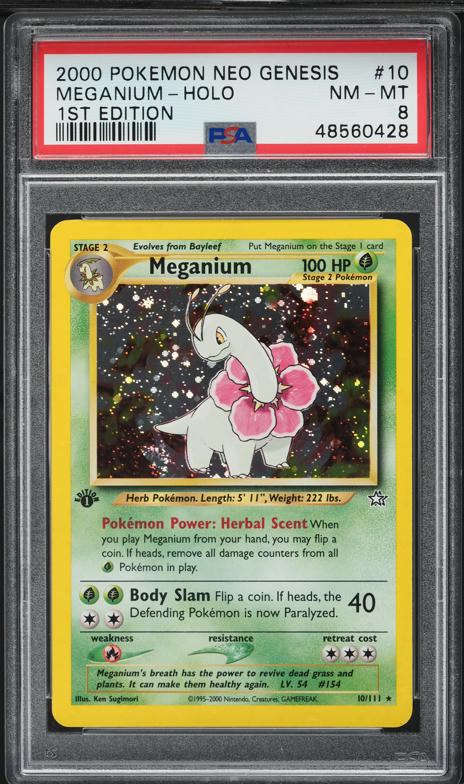 2000 Pokemon Japanese Neo Premium File Holo Meganium #154 PSA 9