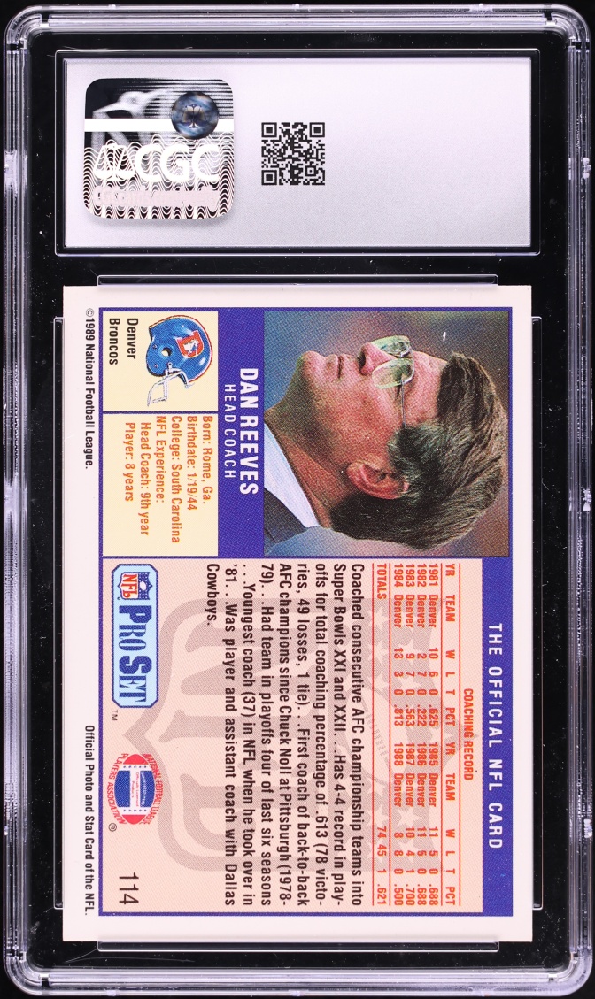1989 Pro Set Dan Reeves #114 CGC 8.5 NM-MT+