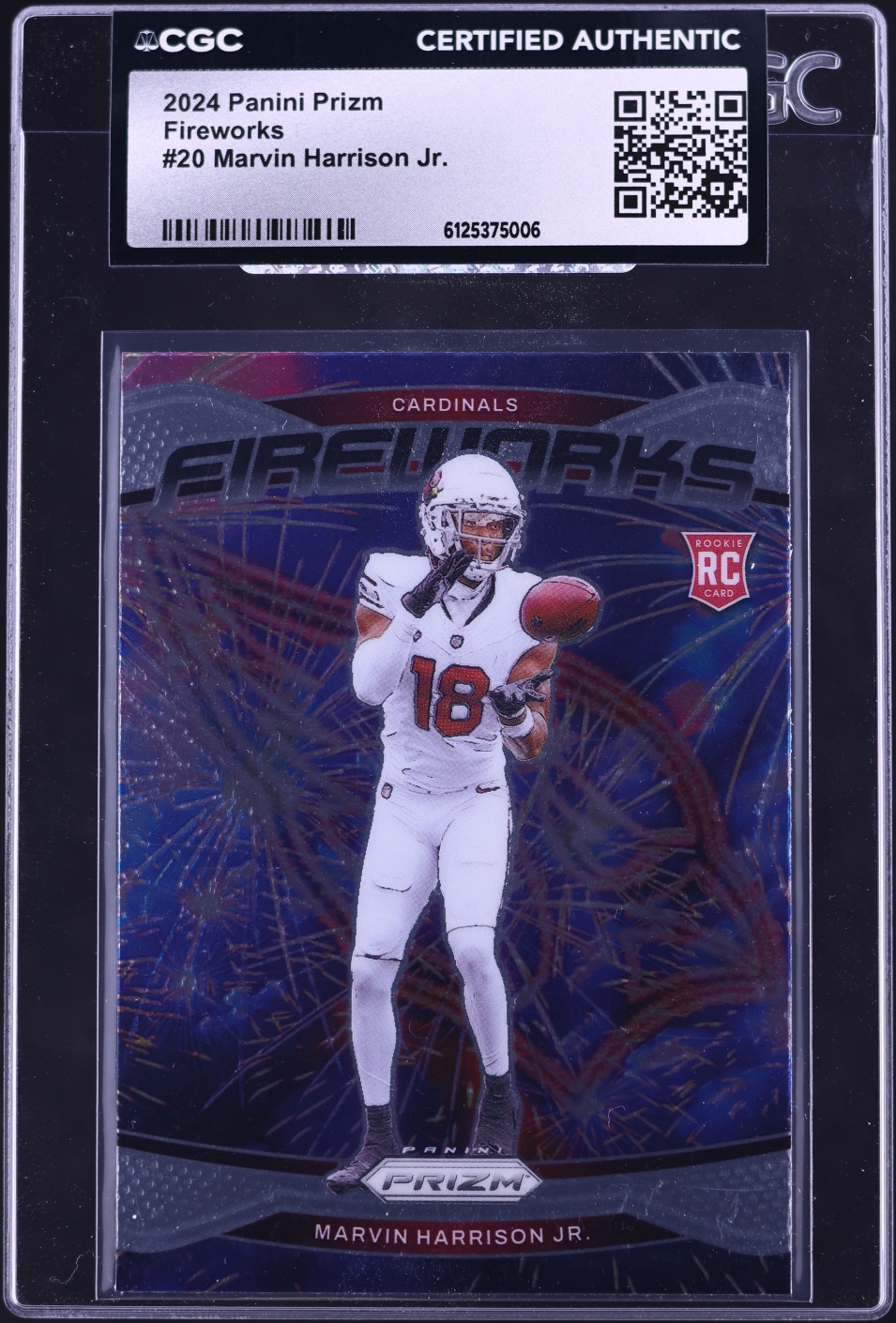 2024 Panini Prizm Fireworks Marvin Harrison Jr. ROOKIE #20 CGC AUTH