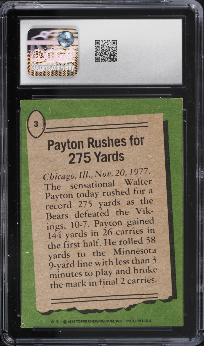 1978 Topps Football Walter Payton #3 CGC 6.5 EXMT+