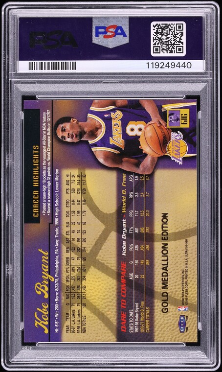 1998 Ultra Gold Medallion Kobe Bryant #61G PSA 10 GEM MINT