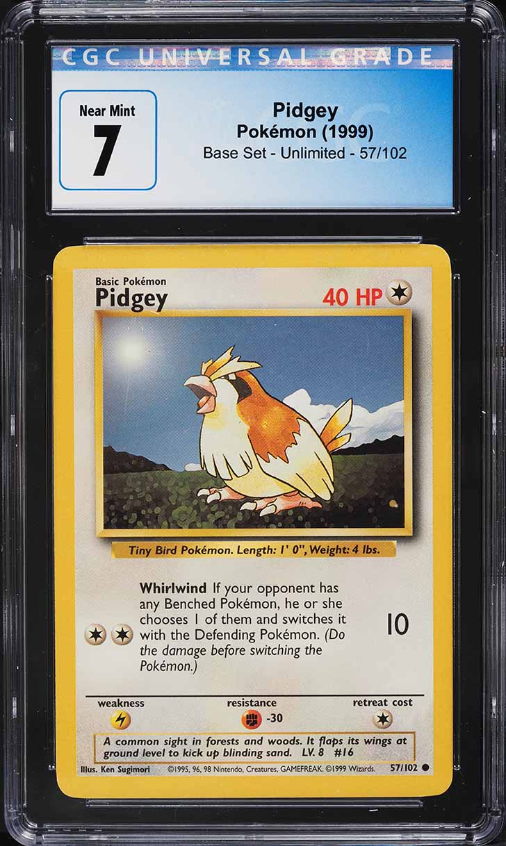 1999 Pokemon Base Set Pidgey #57 CGC 7 NRMT