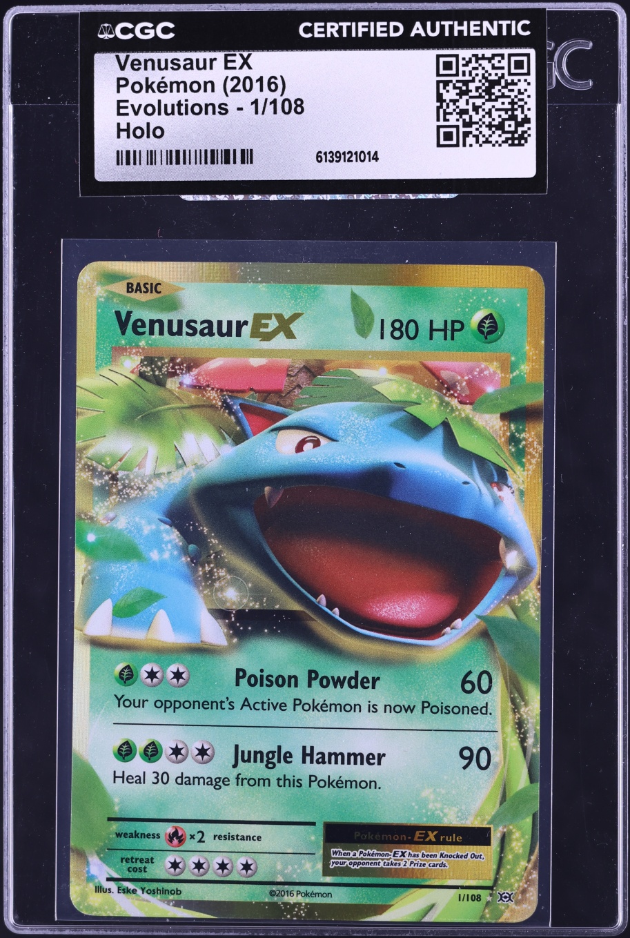 2016 Pokemon XY Evolutions Holo Venusaur EX #1 CGC AUTH