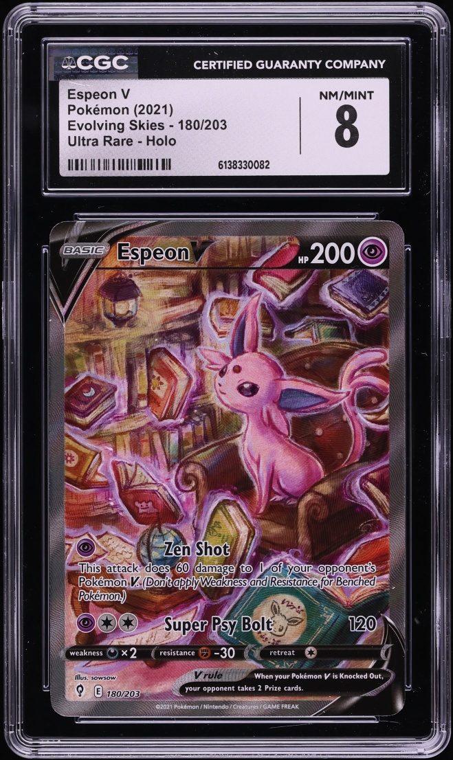 2021 Pokemon Sword & Shield Evolving Skies Alt Art Espeon V #180 CGC 8 NM-MT